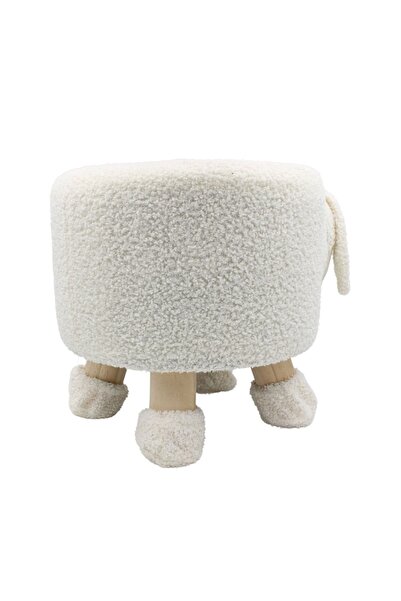 Arti Casa Taburet decorativ pentru camera copilului, în formă de miel, culoare albă, 36x28x27 cm, Arti Casa