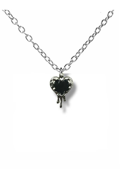 Herşey Nota قلادة كريستال سوداء على شكل قلب للجنسين - اجتماع الأناقة والغموض
