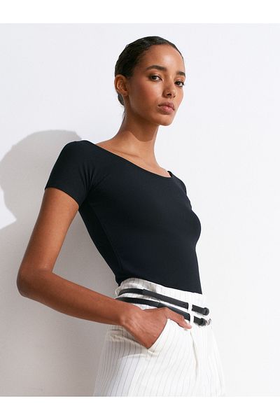 Dilvin 31922 Short Sleeve T-Shirt-Black
