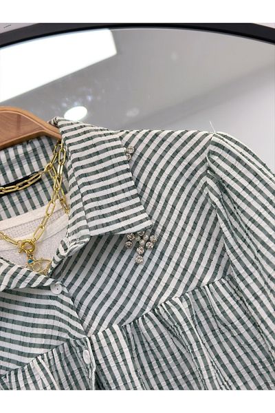 YEDİLALE Stone Robali Striped Summer Long Sleeve Tunic