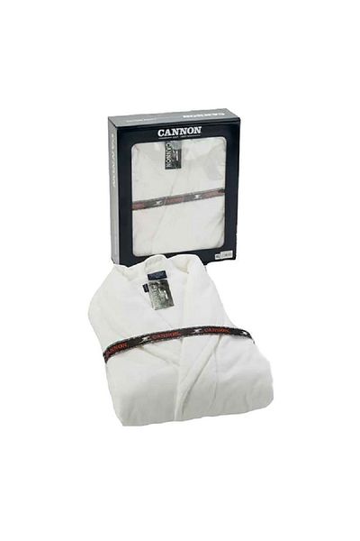 Cannon Combed Cotton Snug and Secure Fit Plain Bath Robe for Men White