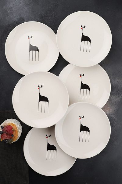 Porselen Diyarı Gazelle Gazelle 6 Piece Ceramic 21 cm Cake Plate