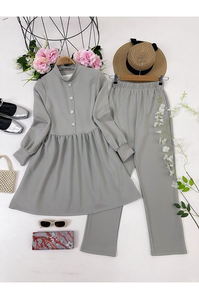 YEDİLALE Asude Tunic Pants Crepe Double Set