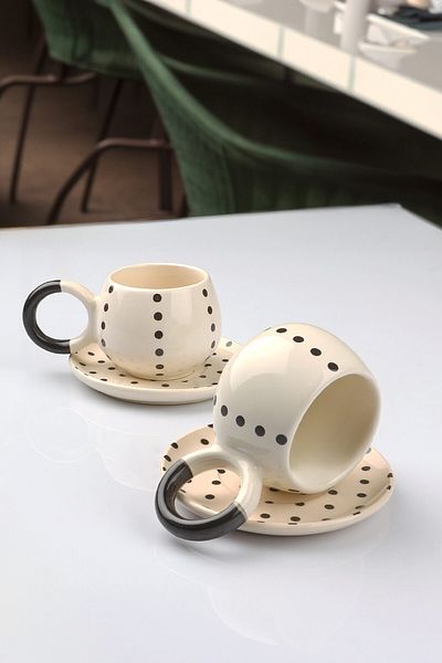 Porselen Diyarı Violet Set of 2 Ceramic Double Coffee Cups