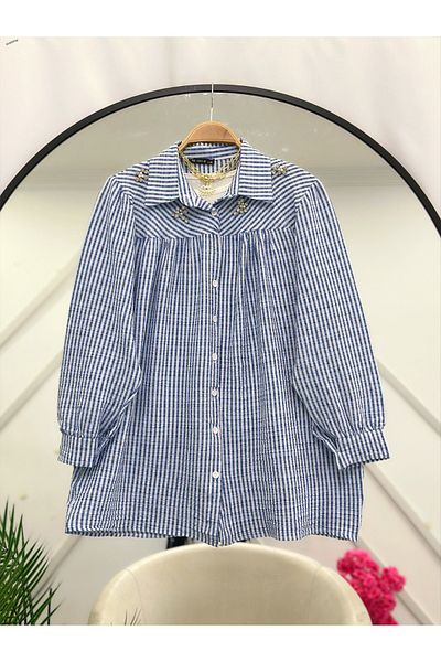 YEDİLALE Stone Robali Striped Summer Long Sleeve Tunic