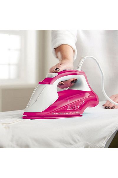 russell Hobbs 2400W Light and Easy Brights Steam Iron Pink and White 240ml 26480GCC