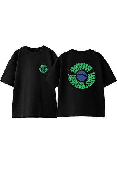 Anetos Tricou Brazilia față spate cu imprimeu bumbac negru supradimensionat