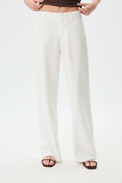Stradivarius Flowing linen blend straight-leg trousers