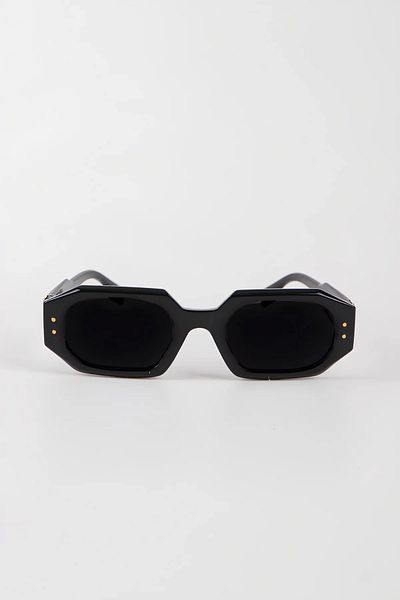 Tonny Black Women's Black Geometric Sunglasses with Gold Detail