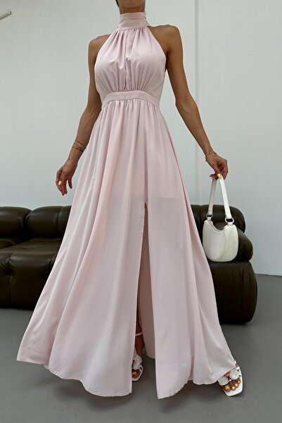 mylove فستان شيفون بفتحة رقبة رسن