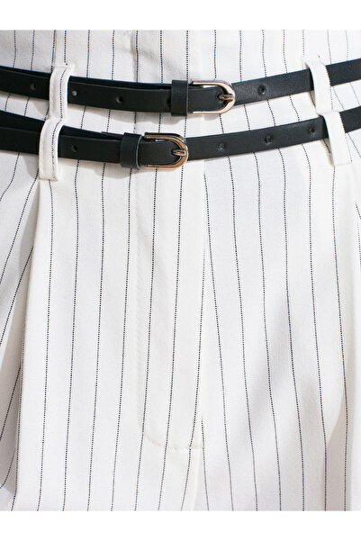 Dilvin 72135 Belted High Waist Shorts-White