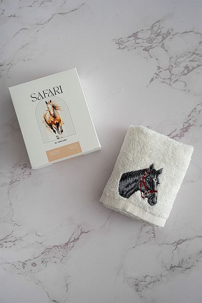 Nazik Home Safari Horse Embroidered Hand Towel (30 X 50 cm)