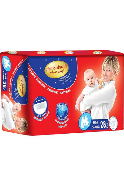 Ace Sabaah Baby Diaper, Medium Size, Midi 5-10kg, 28pcs