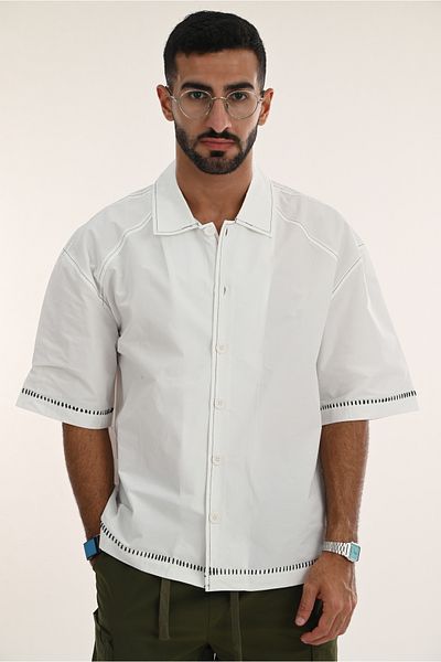 SWAG SA Square cut shirt with striped hem