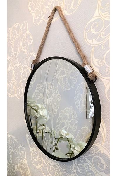 Atmosphera Créateur D'intérieur Atmosphera Eden round hanging mirror with metal frame and hanging rope, diameter 38 cm