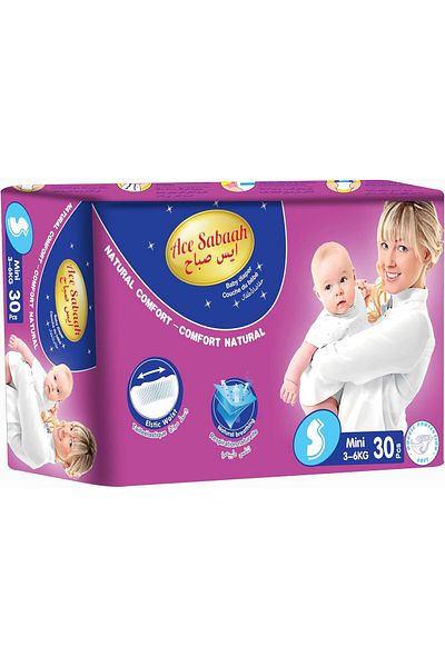 Ace Sabaah Baby Diaper, Small Size, Mini 3-6kg, 30pcs