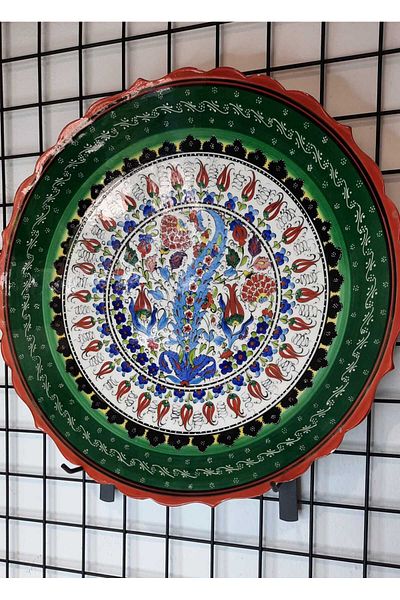 ŞIK VE MUTLU Tile Porcelain Tulip Motif 43 cm Handmade Plate