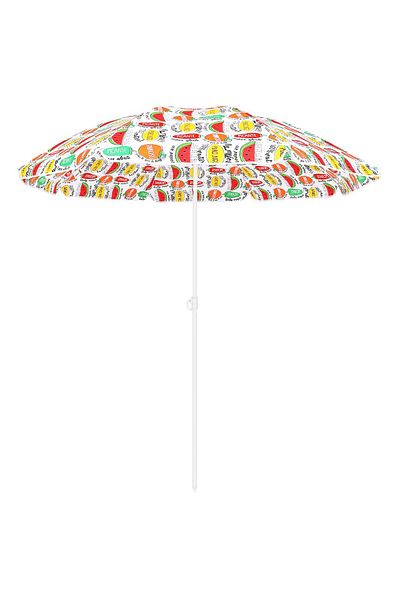 SERSIMO Umbrela plaja 180 cm imprimeu fructe, structura otel reglabila pe inaltime si inclinare, multicolor