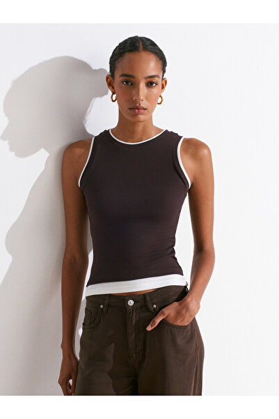 Dilvin 21086 Pár bez rukávů s výstřihem do V – tmavě hnědá