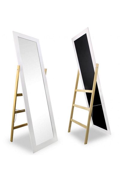 SERSIMO Floor mirror with stand, 157x41x54cm, white with brown