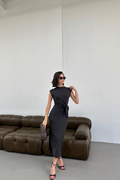 mylove Side Tie Sleeveless Dress Black