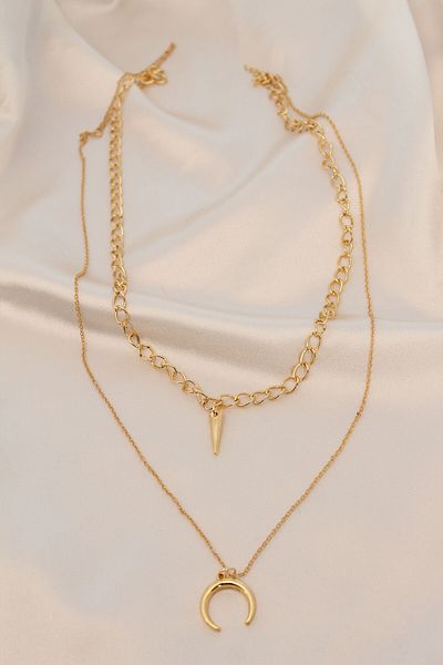 BESKAR Gold Color Metal Double Chain Accessory Necklace