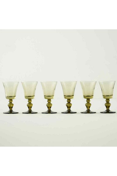 Bella Maison Colored 6-Piece Footed Coffee Side Water Glass Green (47 Cc)