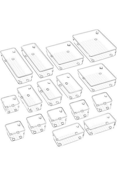 COOYA Drawer Organizer Set Bathroom Drawer Tray Dividers Versatile Storage Bins Vanity Trays Organizers