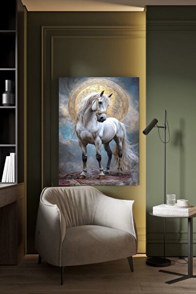 özkacar TABLIE ARTISTICĂ PE CANVAS CU CAL, GALBEN AURIE, DECOR PENTRU ACASA, ...