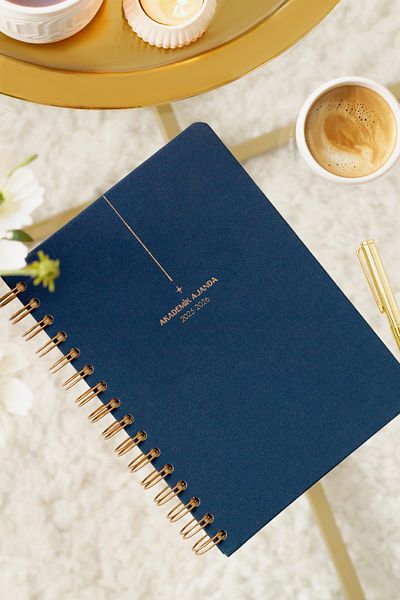 Matt Notebook 2025-2026 Α5 Λινό Ακαδημαϊκό Ατζέντα Σπιράλ 15x21 cm - 17 μηνών Navy Blue