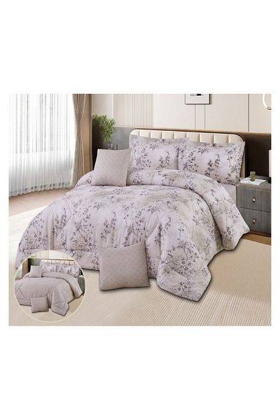smart home Double-sided comforter set, 6-piece bedspread, 6-piece filling comforter, 100% microfiber comforter, 230 x 250 cm