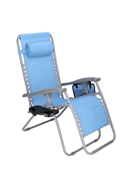 SERSIMO Sezlong Scaun Pliant Plaja Sau Gradina, Siesta, Gravitatie Zero, Cu Tetiera, Albastru