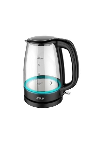 Arshia 1.7L Glass Electric Kettle Fast Boil 2200W, 360° Base, Dry Boil Protection, Neon Indicator