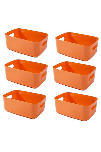 OEM Set of 6 storage boxes, plastic, with handles 25x18x10 cm, bathroom, kitchen organizers