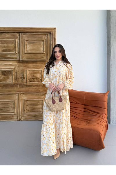JESSE STORY Women's Hijab Dress Modal Fabric Floral Pattern Dress