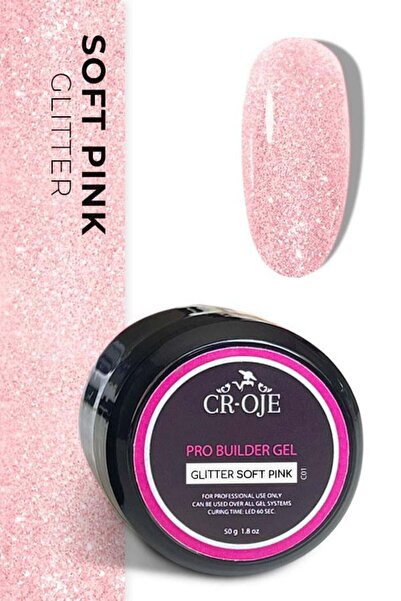 CROJE KALICI OJE (Orta Akışkan Kıvam) Pro Builder Gel (Glitter Soft Pink) 50 gr