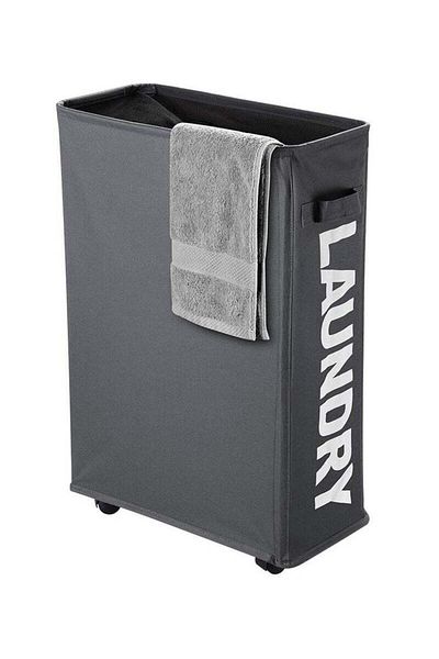 COOYA 40L Waterproof Laundry Basket on Wheels, Corner Storage Bag, Collapsible Slim for Bedroom, Hotel