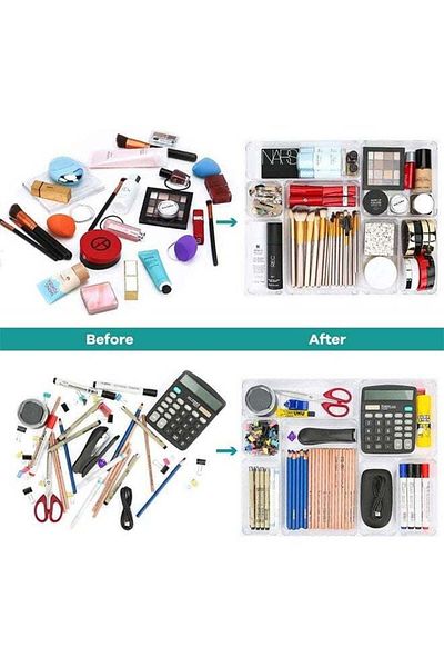 COOYA Drawer Organizer Set Bathroom Drawer Tray Dividers Versatile Storage Bins Vanity Trays Organizers