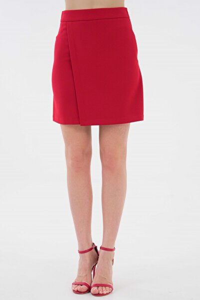 Saade Red Wrap Closure Woven Mini Skirt