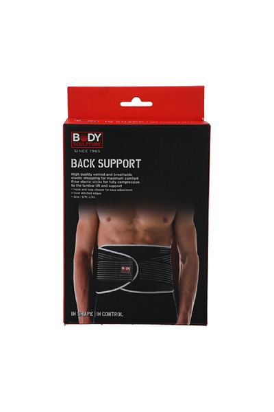 BODY SCULPTURE Hook and Loop Closure Breathable Back Support with Terry Cloth Black