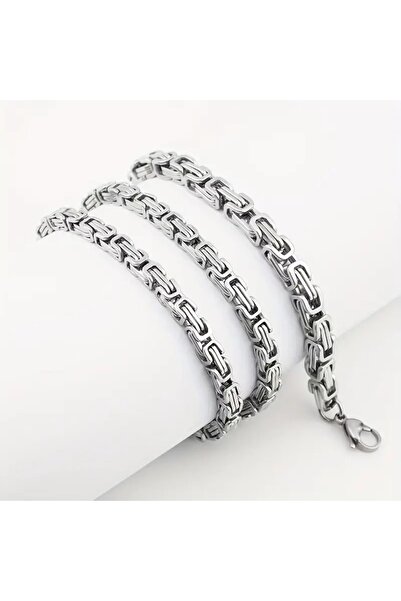 Satürn Silver Kuyumculuk Kral Zincir Çelik Kolye 316L Zincir Paslanmaz Çelik