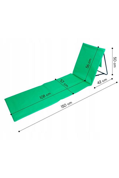 SERSIMO Sezlong de plaja pliabil, spatar cu cadru metalic, reglabil, 150x47x48 cm, verde