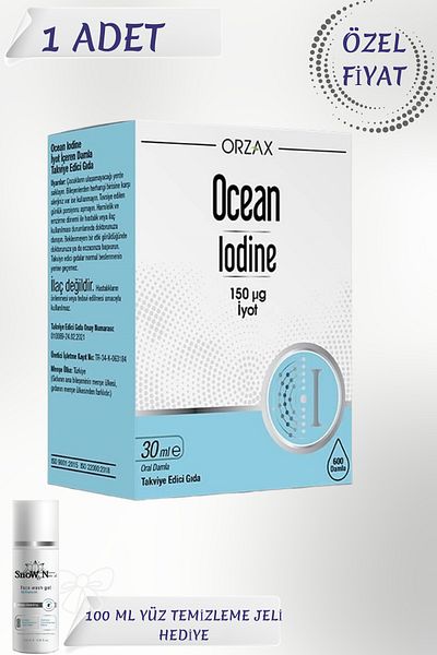 Ocean Lodin 150 Mcg Oral Drops 30 ml Iodine Containing Food Supplement + 100 ml Facial Cleansing Gel Gift