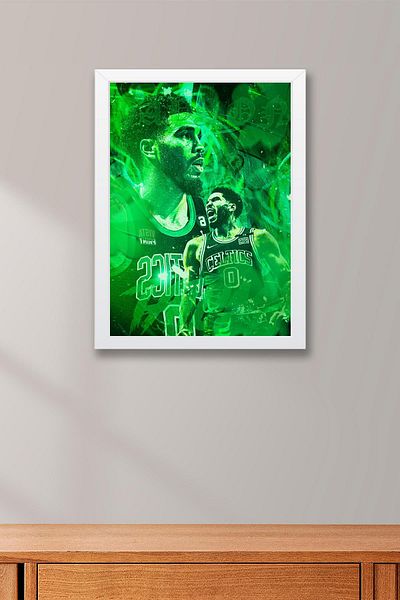 Saturn Jayson Tatum Framed Painting - Basketball Nba Poster Painting