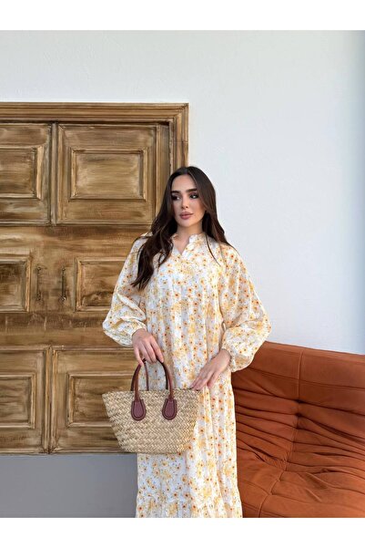 JESSE STORY Kadın Tesettür Elbise Modal Kumaş Çiçek Desenli Elbise