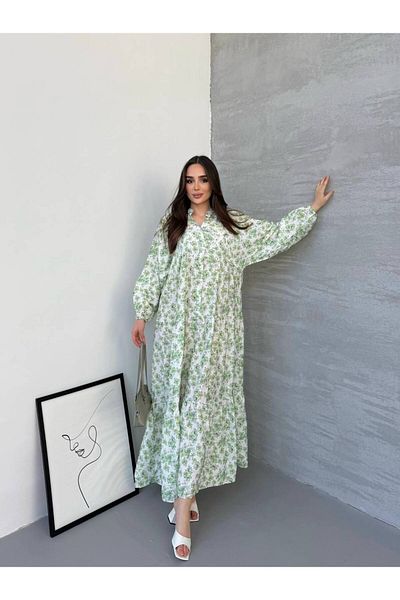 JESSE STORY Women's Hijab Dress Modal Fabric Floral Pattern Dress