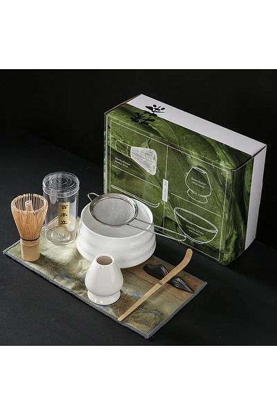 COOYA 7 Piece Matcha Tea Set, With bamboo Whisk and teaspoon, Burable, Gift for Traditional Matcha