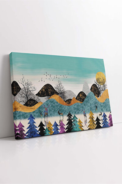 KOSS Dijital Tablou pe pânză cu peisaj abstract colorat, pânză decorativă cu ...