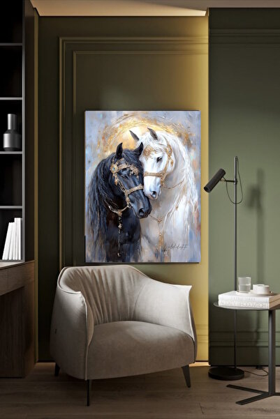 özkacar TABLIE PE CANVAS CU CAL ALB-NEGRU SARILAN, DECOR DE PERETE PENTRU CAS...