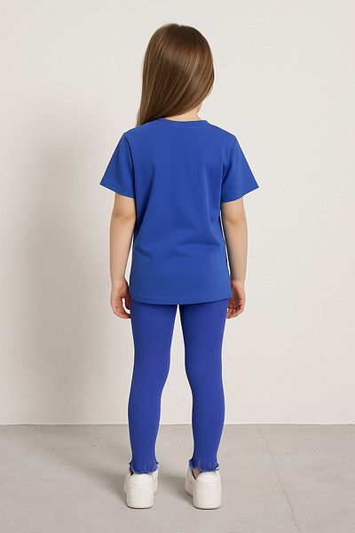Kyex Pure Dots Girl's Summer Blue Leggings